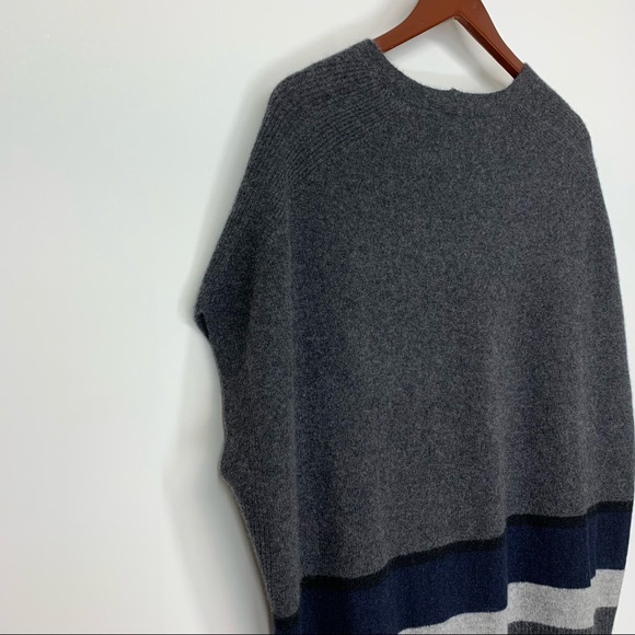 Oversized White & Warren 100% Cashmere Sweater Gray Navy Blue Multi Size XS/S - Picture 8 of 16
